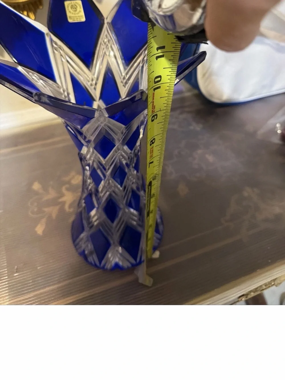 Bohemia Czech BOHEMIAE CAESAR CRYSTAL rare Blue Cut Glass Prague Collector Vase